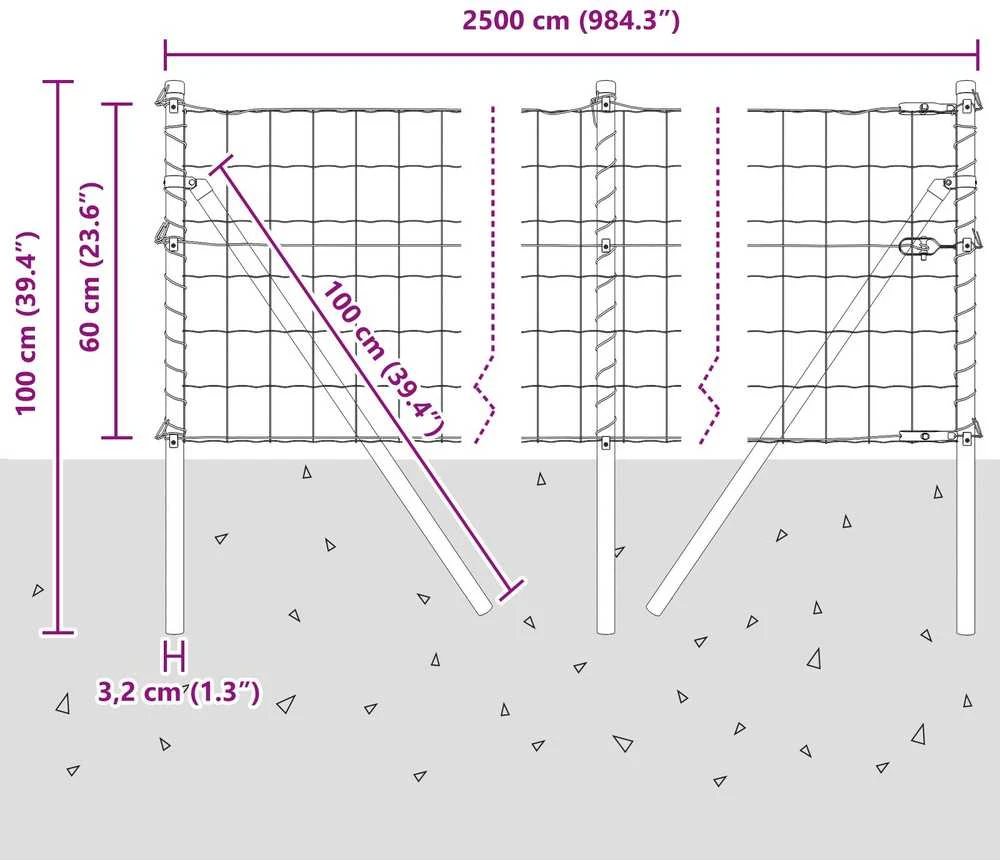 Euro tvoros žemės tvirtinimas 25 x 0,6 m PVC dengtas plienas