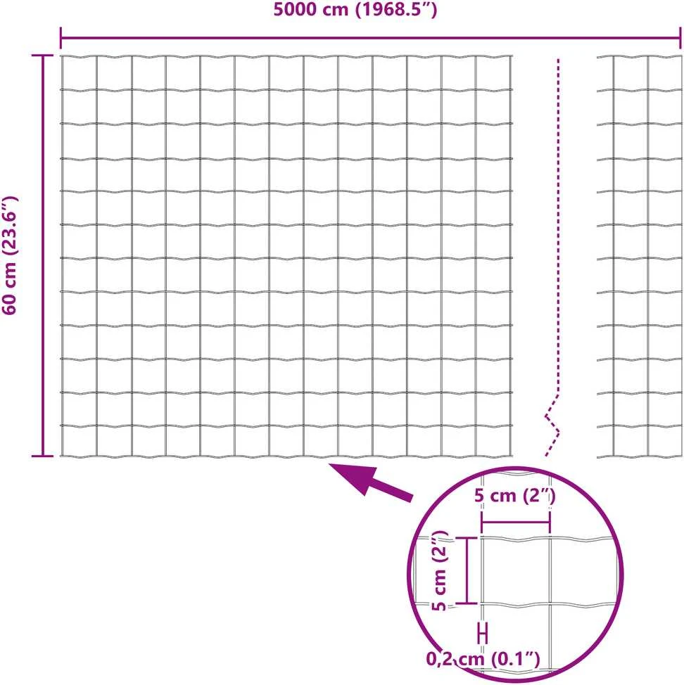 Euro tvoros su stulpu 50 x 0,6 m PVC dengtas plienas Pilka