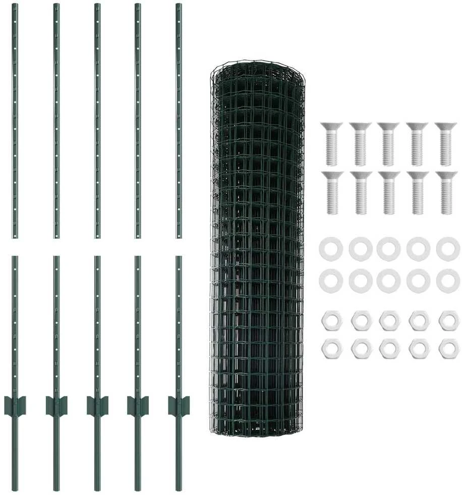 Euro tvoros su stulpu 10 x 1,2 m PVC dengtas plienas Žalia