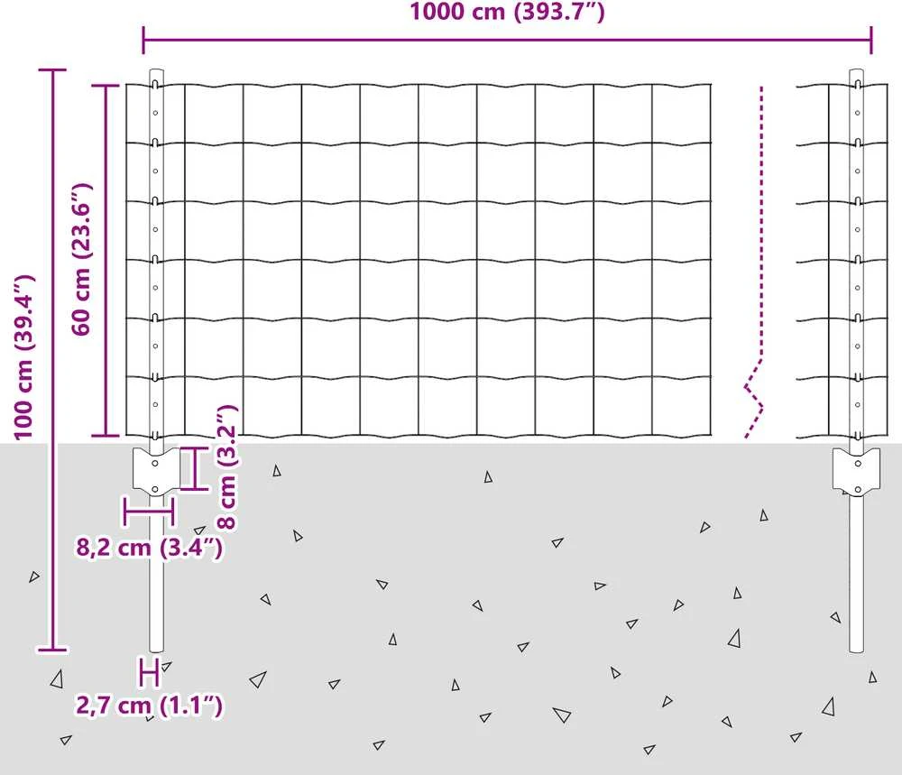 Euro tvoros su stulpu 10 x 0,6 m Galvanizuotas plienas