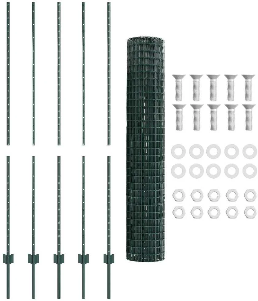 Euro tvoros su stulpu 10 x 1,6 m PVC dengtas plienas Žalia