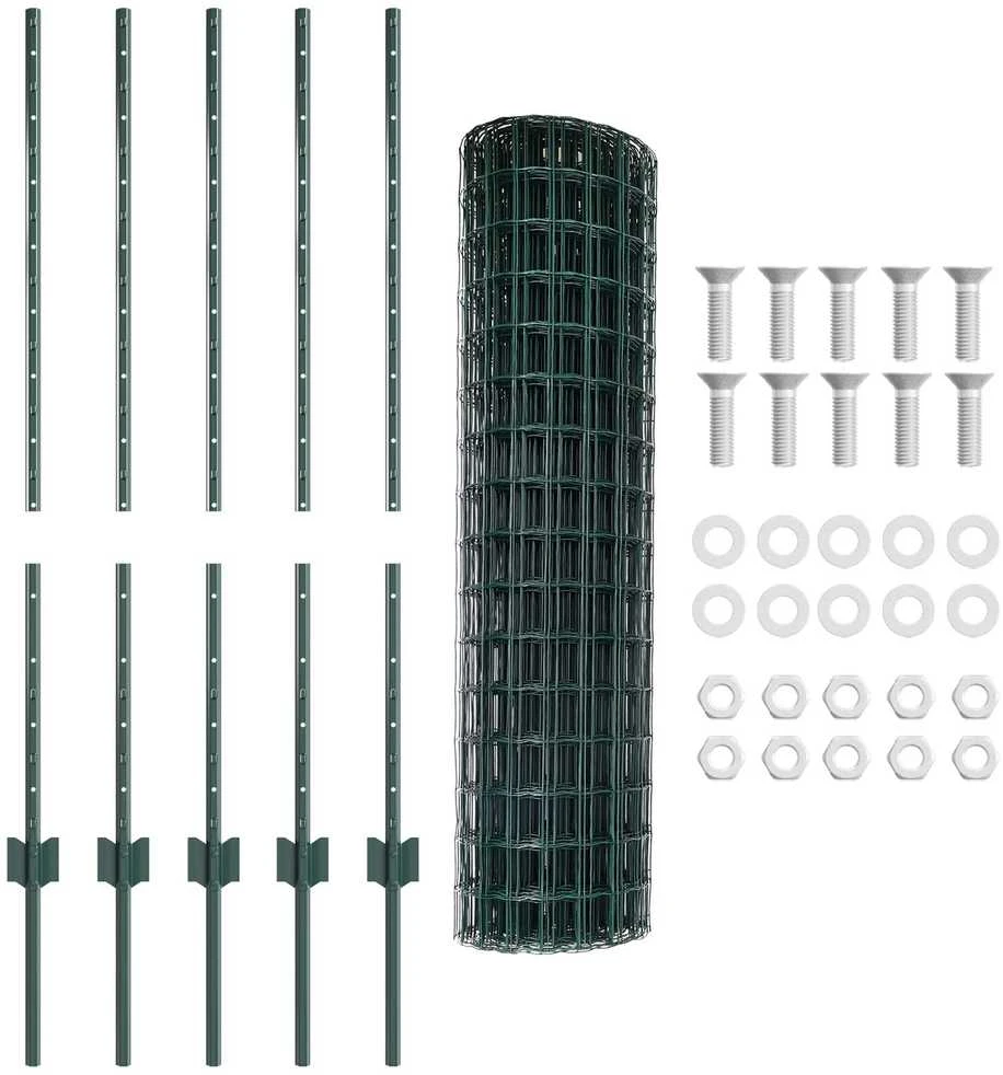 Euro tvoros su stulpu 10 x 1 m PVC dengtas plienas Žalia