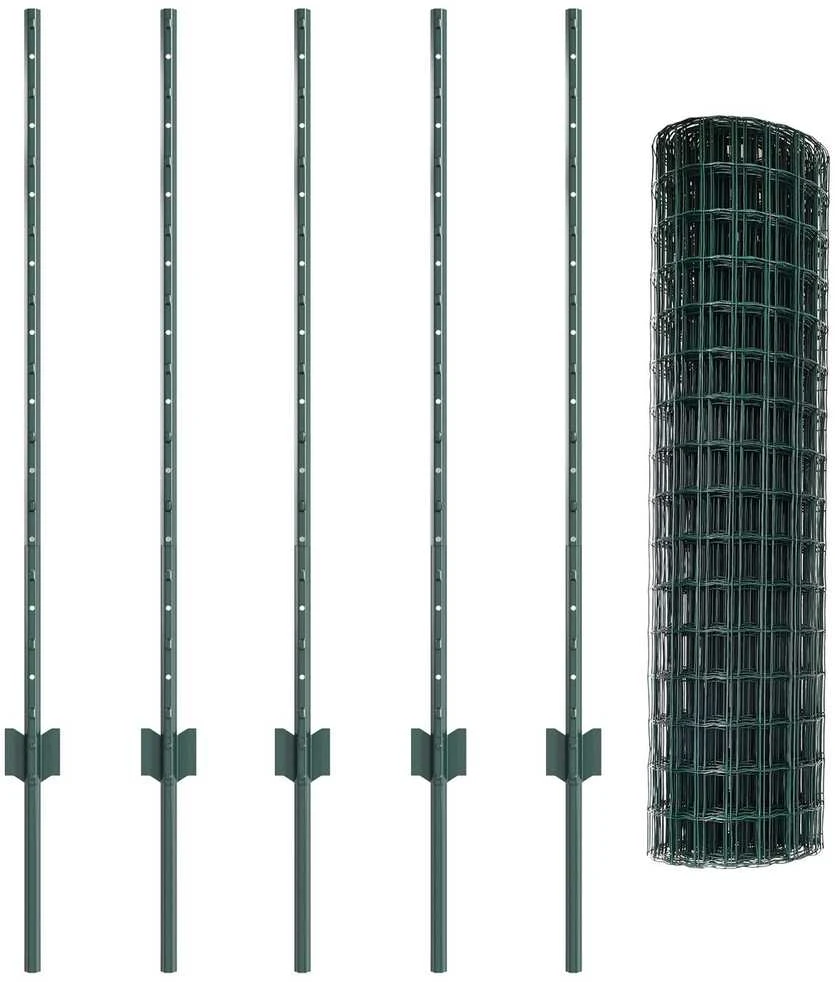 Euro tvoros su stulpu 10 x 1 m PVC dengtas plienas Žalia