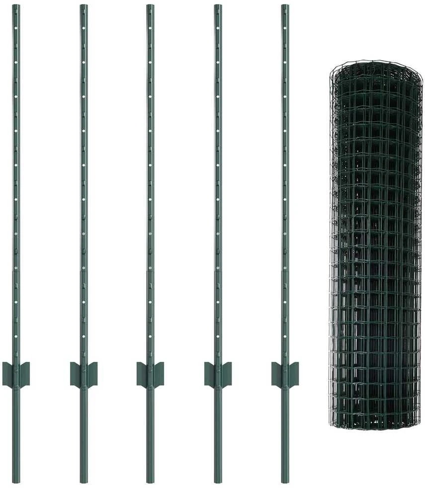 Euro tvoros su stulpu 10 x 1 m PVC dengtas plienas Žalia