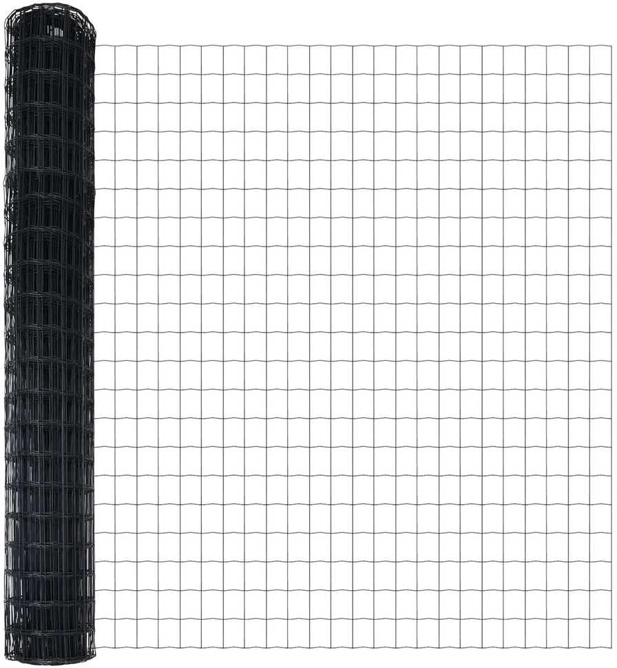 Eurų tvora su betono baze 10 x 1,4 m PVC dengtas plienas Pilka