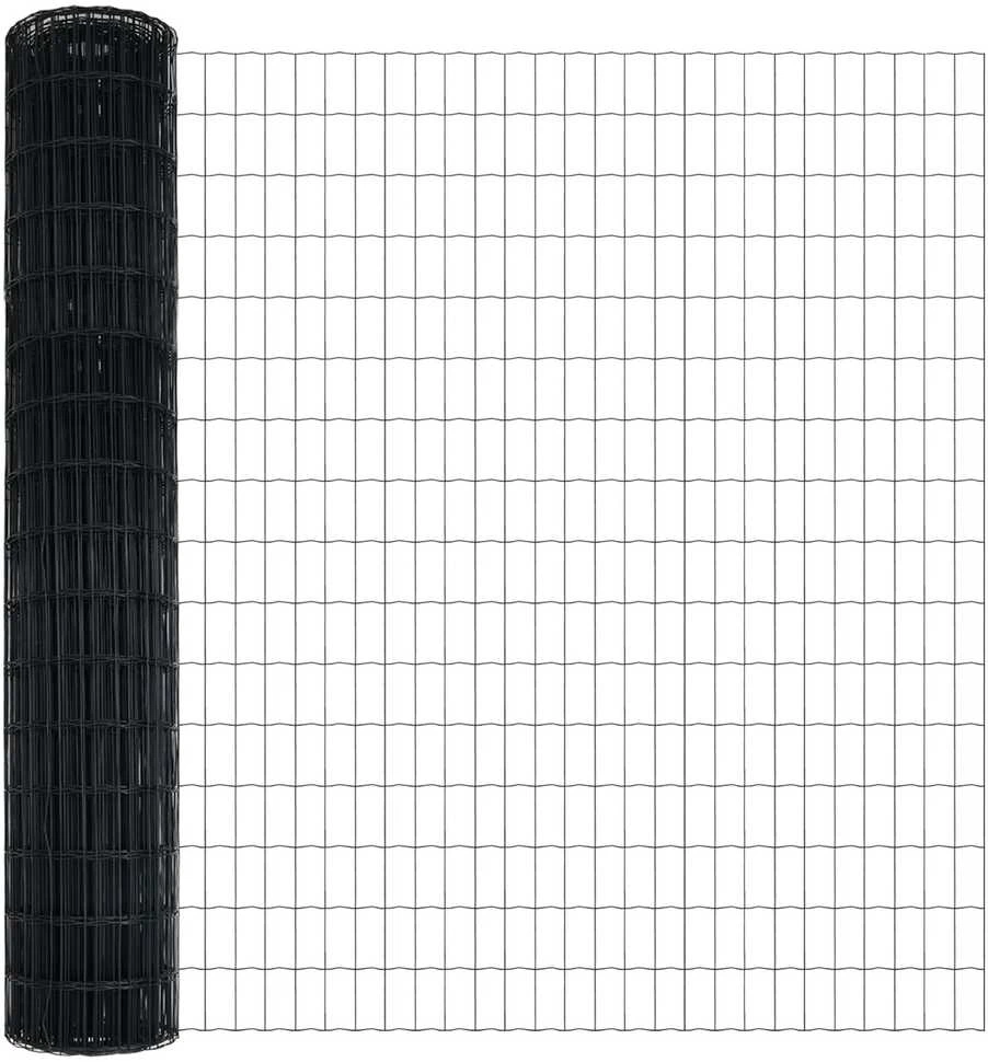 Eurų tvora su betono baze 10 x 1,4 m PVC dengtas plienas Pilka