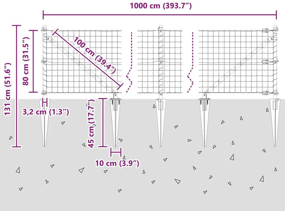 Euro tvora su smeigėmis 10 x 0,8 m PVC dengtas plienas Žalia