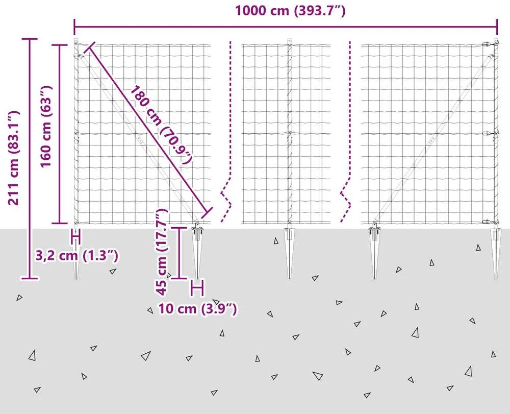Euro tvora su smeigėmis 10 x 1,6 m Galvanizuotas plienas