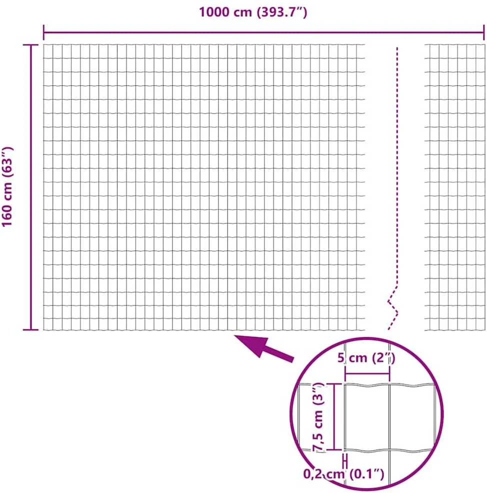 Euro tvora su smeigėmis 10 x 1,6 m PVC dengtas plienas Pilka