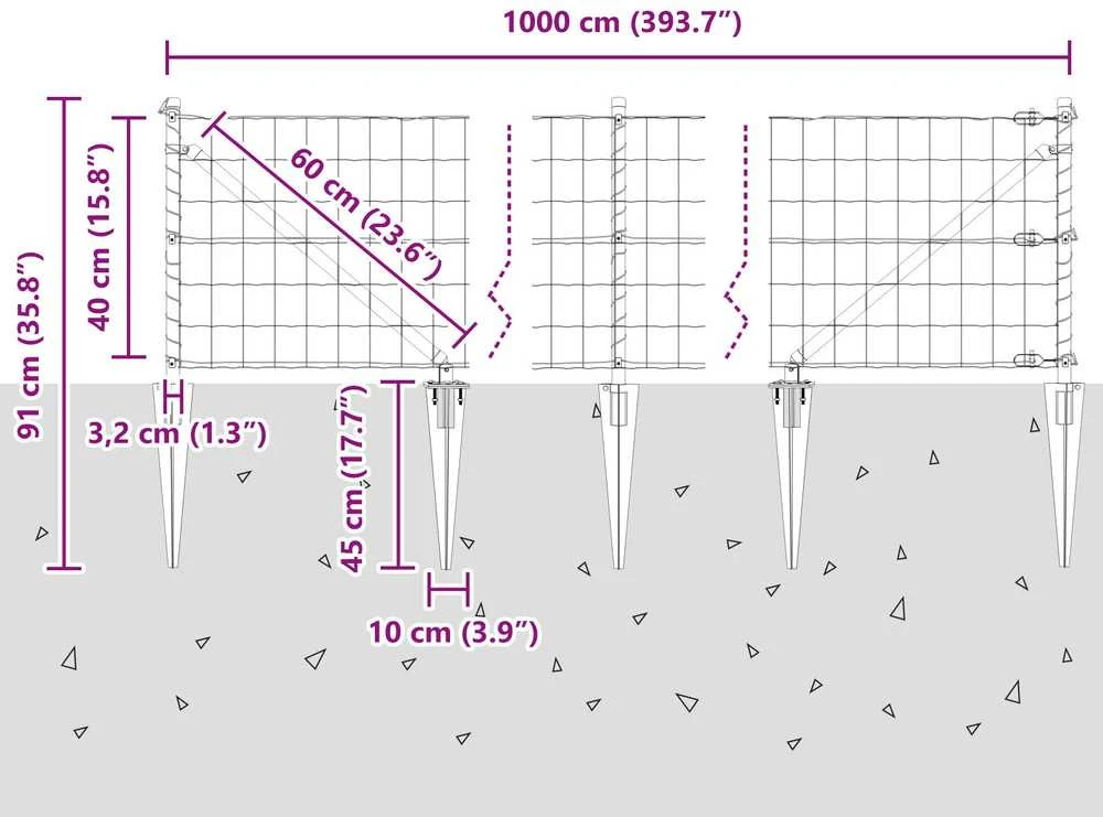 Euro tvora su smeigėmis 10 x 0,4 m PVC dengtas plienas Žalia