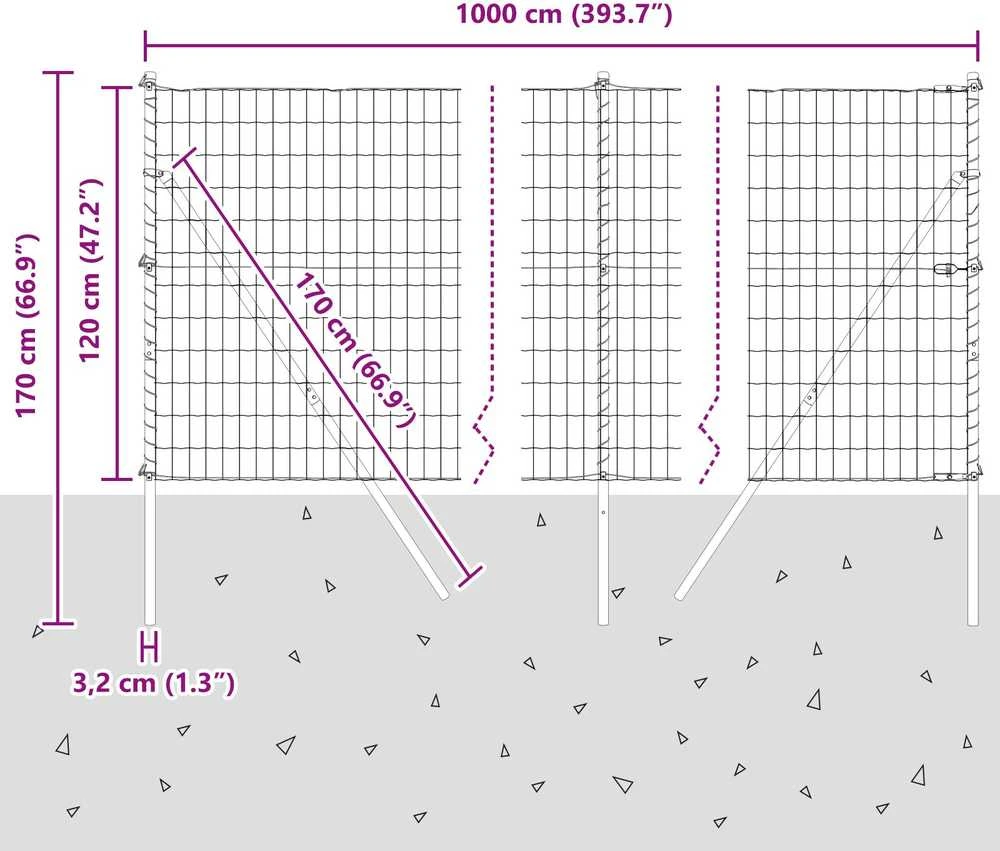 Euro tvoros žemės tvirtinimas 10 x 1,2 m PVC dengtas plienas
