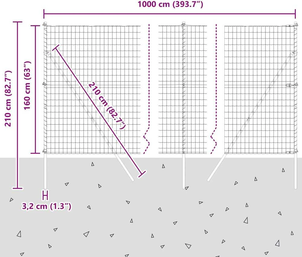 Euro tvoros žemės tvirtinimas 10 x 1,6 m PVC dengtas plienas