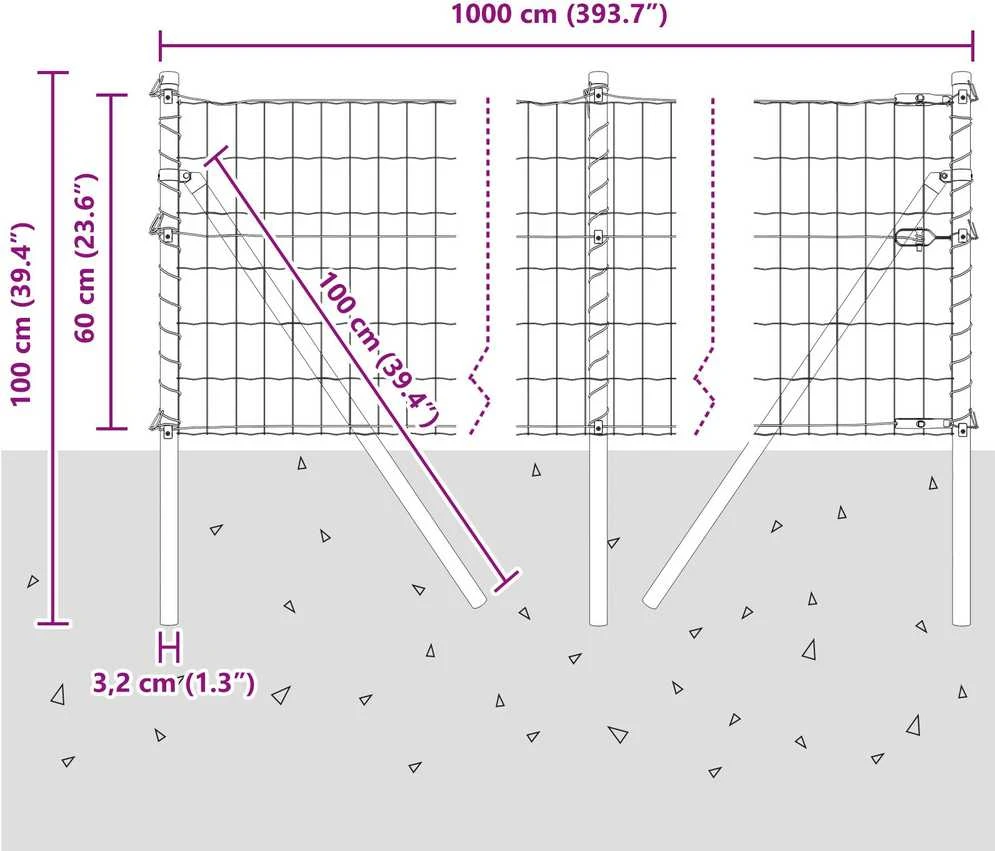 Euro tvoros žemės tvirtinimas 10 x 0,6 m PVC dengtas plienas