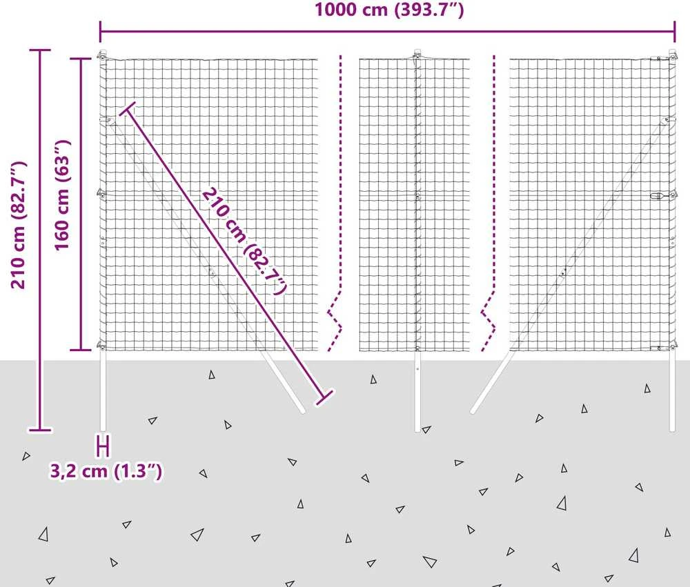 Euro tvoros žemės tvirtinimas 10 x 1,6 m PVC dengtas plienas