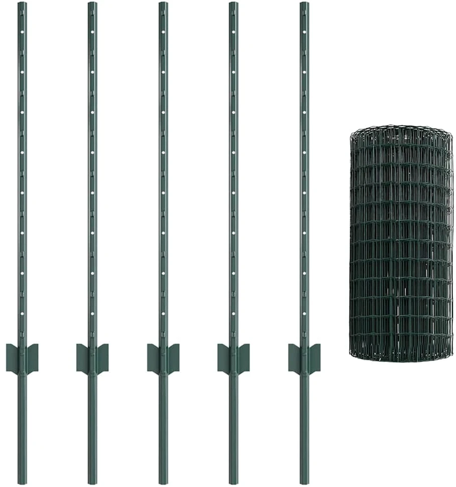 Euro tvoros su stulpu 10 x 0,8 m PVC dengtas plienas Žalia