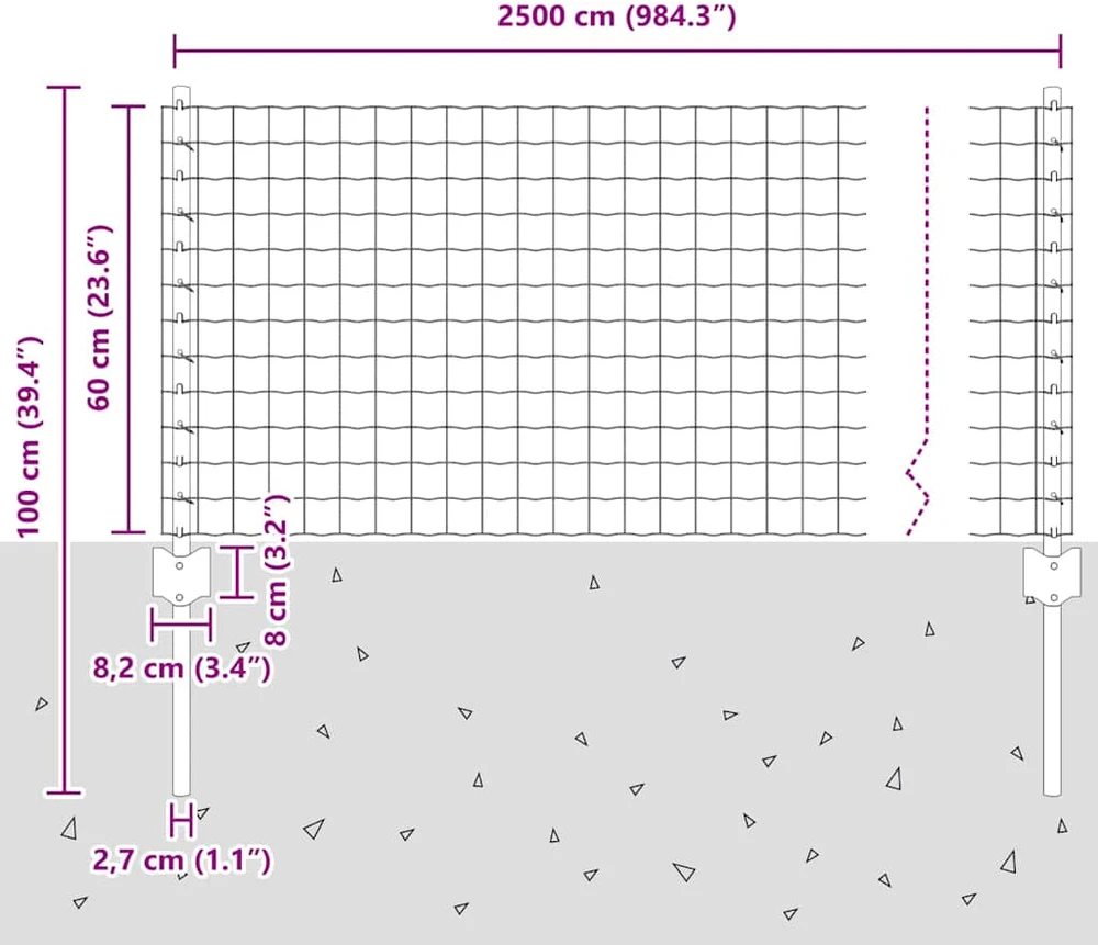 Euro tvoros su stulpu 25 x 0,6 m PVC dengtas plienas Žalia