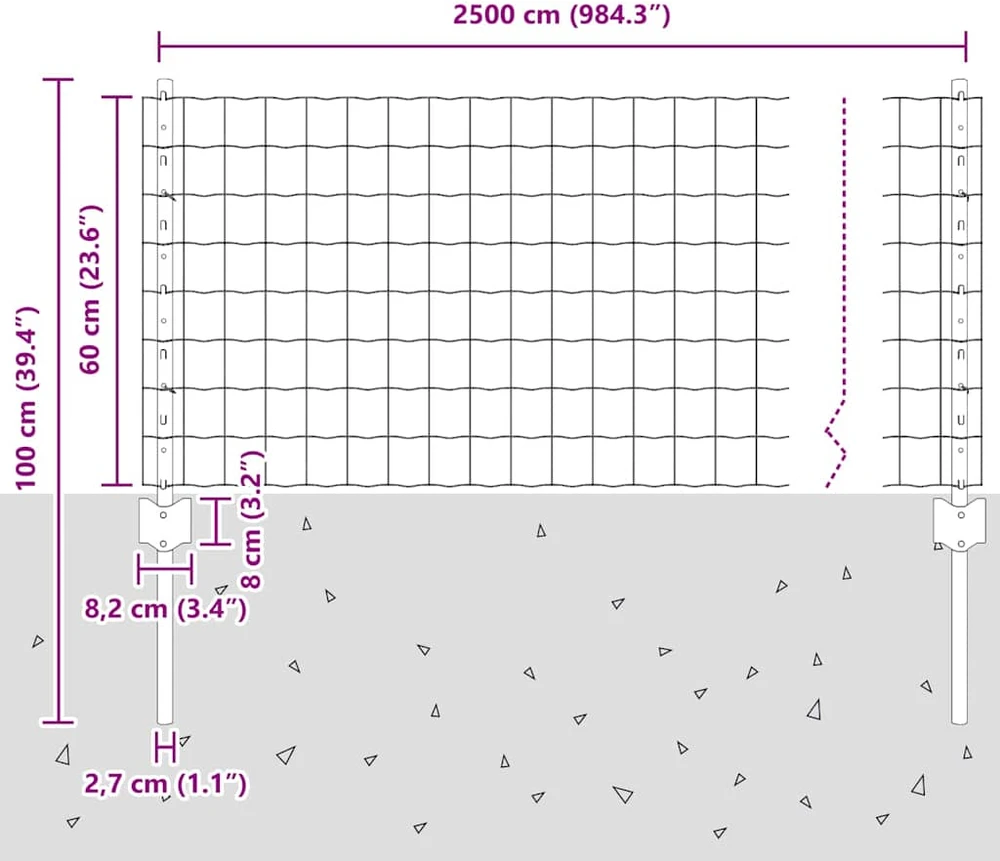 Euro tvoros su stulpu 25 x 0,6 m PVC dengtas plienas Žalia