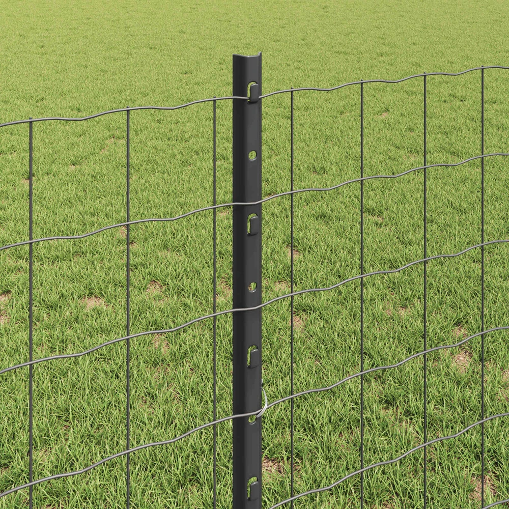 Euro tvoros su stulpu 25 x 0,8 m PVC dengtas plienas Pilka