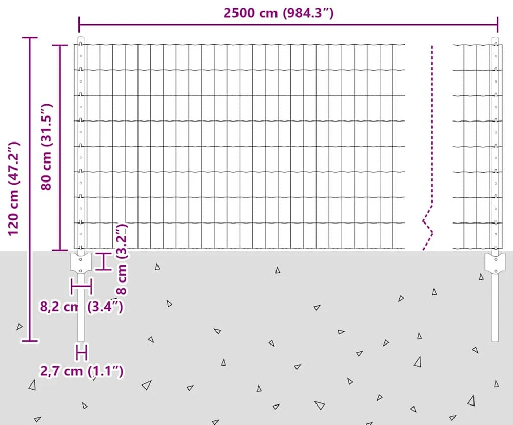 Euro tvoros su stulpu 25 x 0,8 m PVC dengtas plienas Žalia