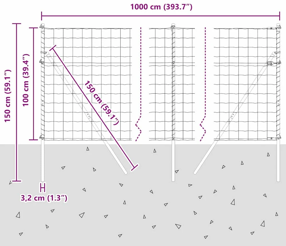 Euro tvoros žemės tvirtinimas 10 x 1 m PVC dengtas plienas