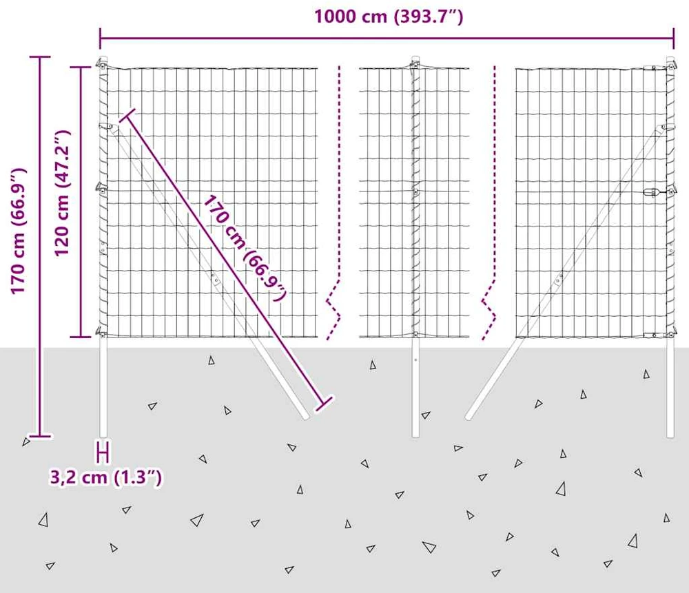 Euro tvoros žemės tvirtinimas 10 x 1,2 m PVC dengtas plienas