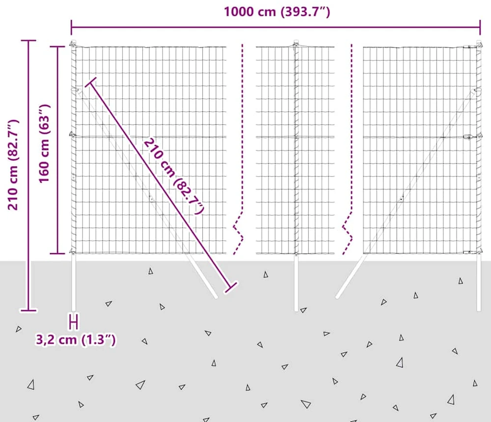 Euro tvoros žemės tvirtinimas 10 x 1,6 m PVC dengtas plienas