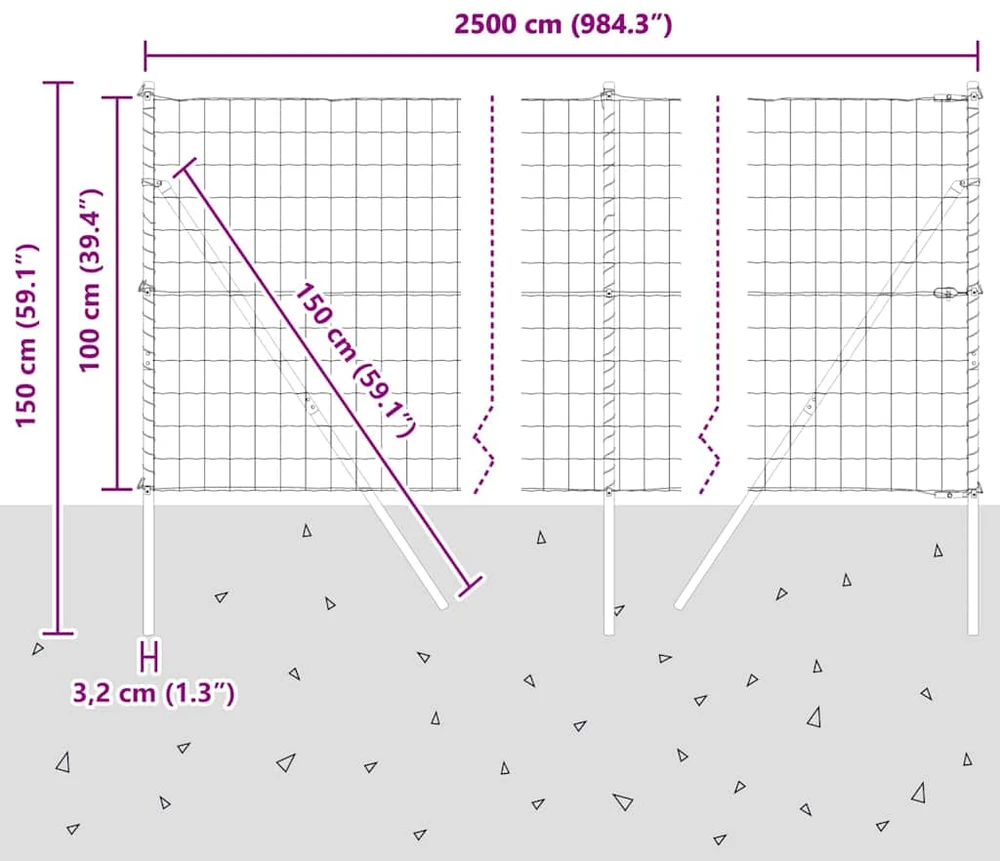 Euro tvoros žemės tvirtinimas 25 x 1 m PVC dengtas plienas