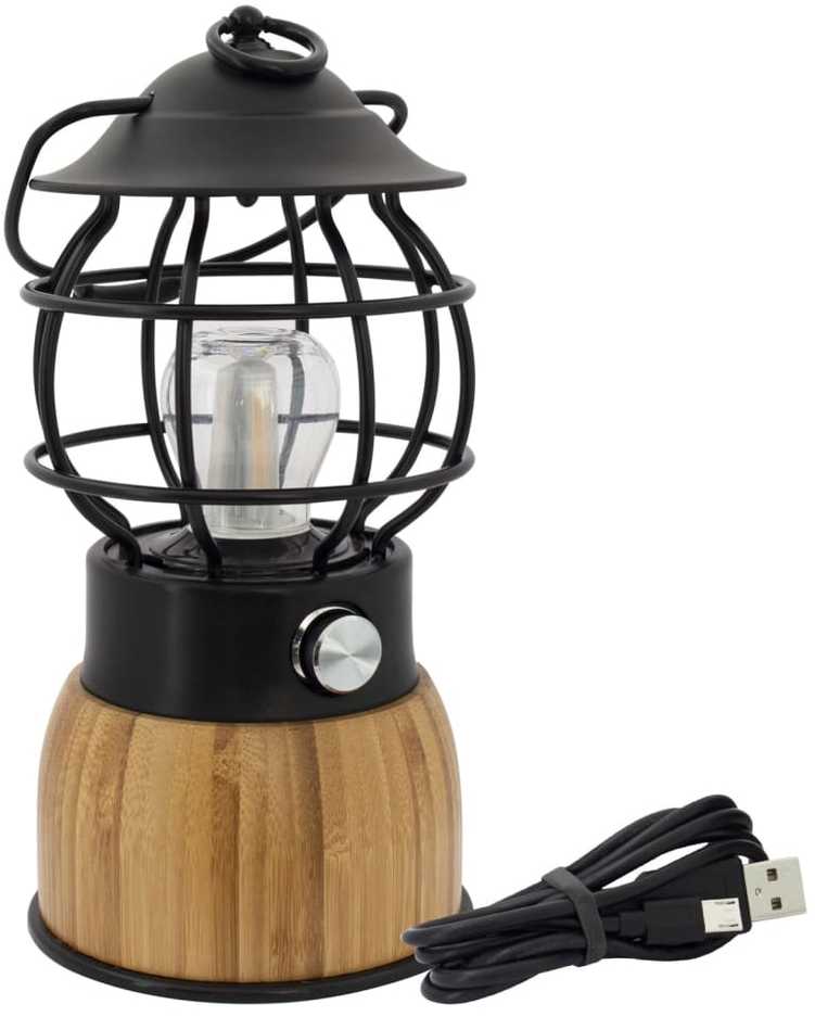 Eurotrail LED stovyklavimo lempa Breeze, juodos spalvos, bambukas