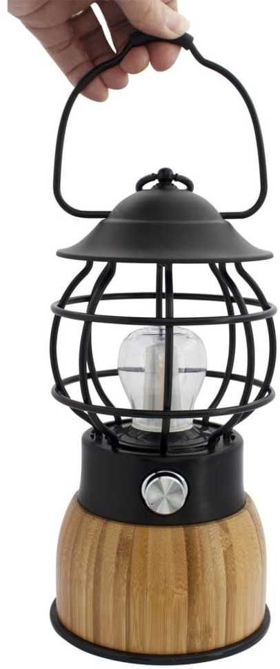 Eurotrail LED stovyklavimo lempa Breeze, juodos spalvos, bambukas