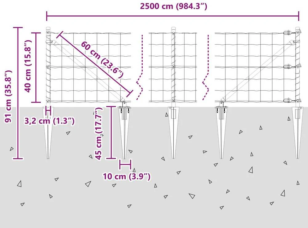 Euro tvora su smeigėmis 25 x 0,4 m PVC dengtas plienas Žalia