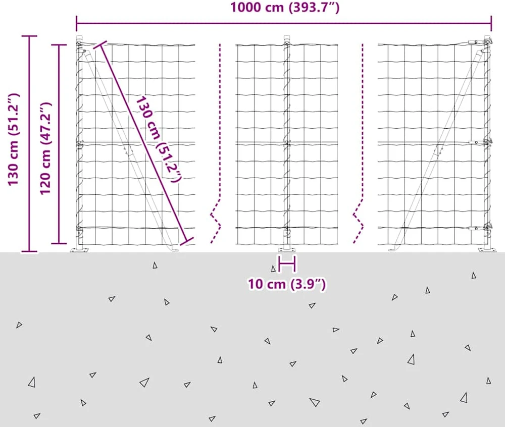 Eurų tvora su betono baze 10 x 1,2 m PVC dengtas plienas Pilka
