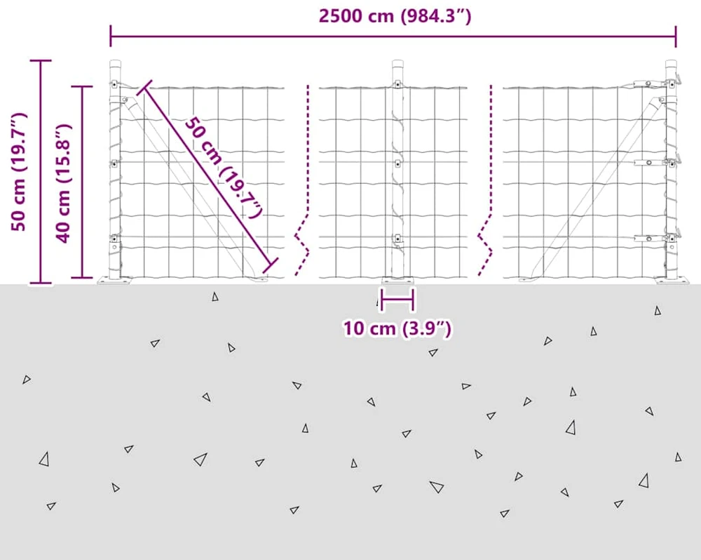 Eurų tvora su betono baze 25 x 0,4 m PVC dengtas plienas Pilka