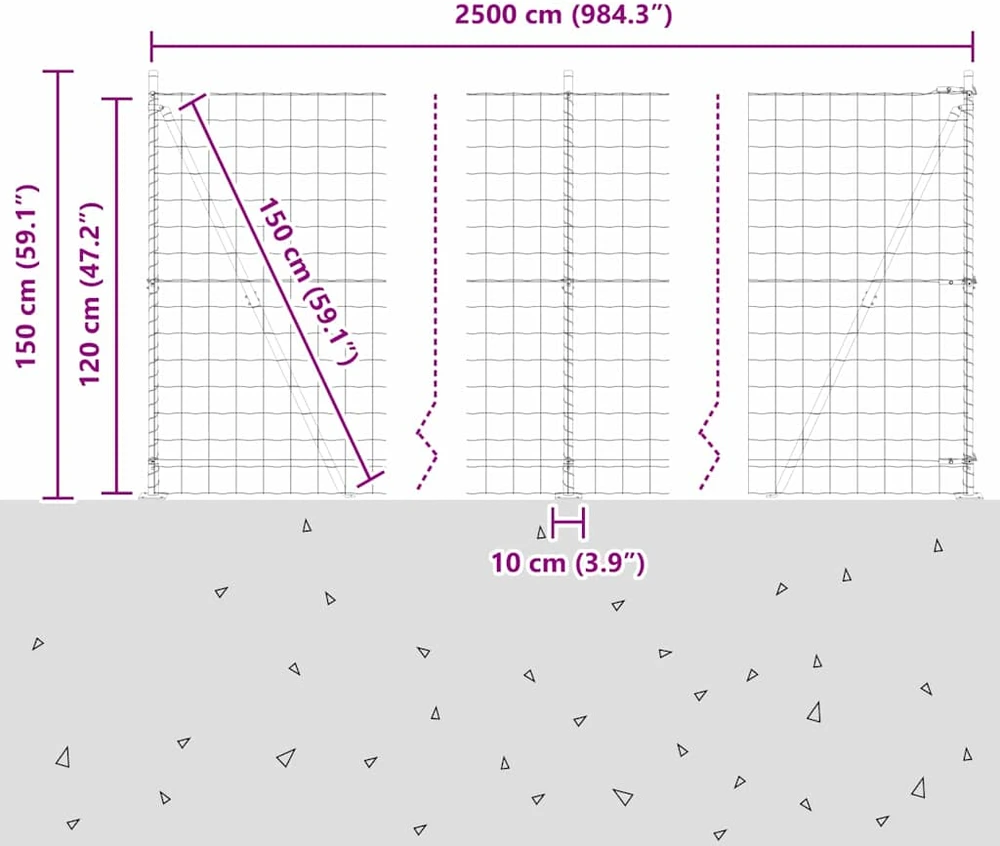 Eurų tvora su betono baze 25 x 1,2 m PVC dengtas plienas Žalia