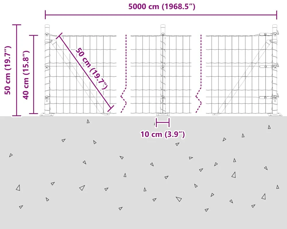 Eurų tvora su betono baze 50 x 0,4 m PVC dengtas plienas Žalia