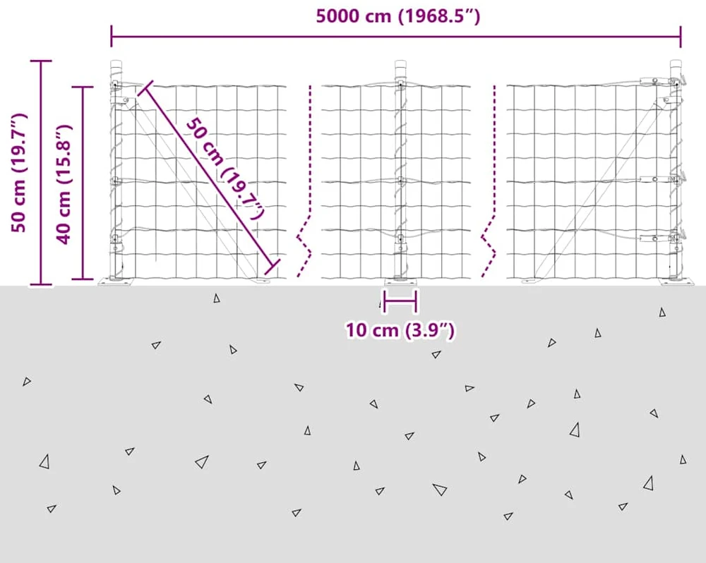Eurų tvora su betono baze 50 x 0,4 m PVC dengtas plienas Žalia