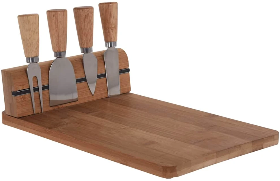 Excellent Houseware Bambukinė sūrio lenta su peiliais 5 vnt.