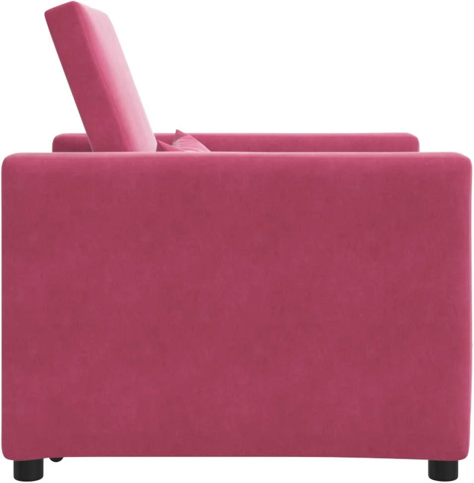 Fotelis Ištraukiamas sofa-lova vienvietis Vyno raudonumo Aksomas