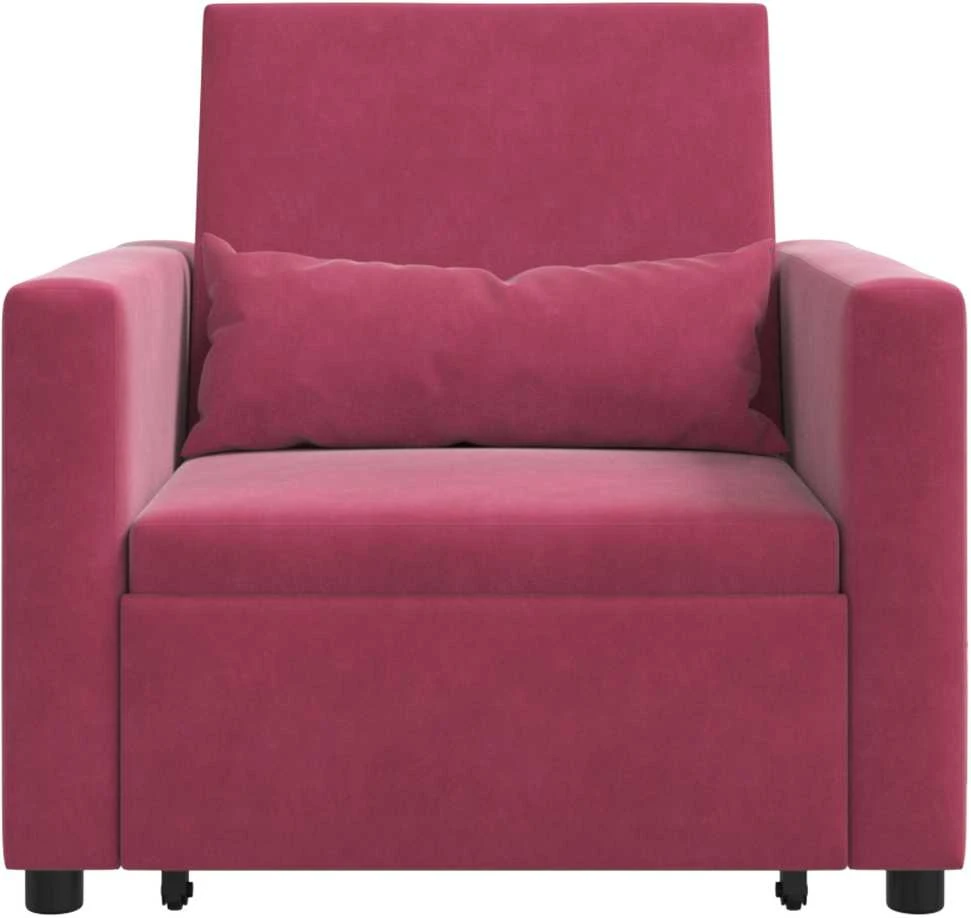 Fotelis Ištraukiamas sofa-lova vienvietis Vyno raudonumo Aksomas