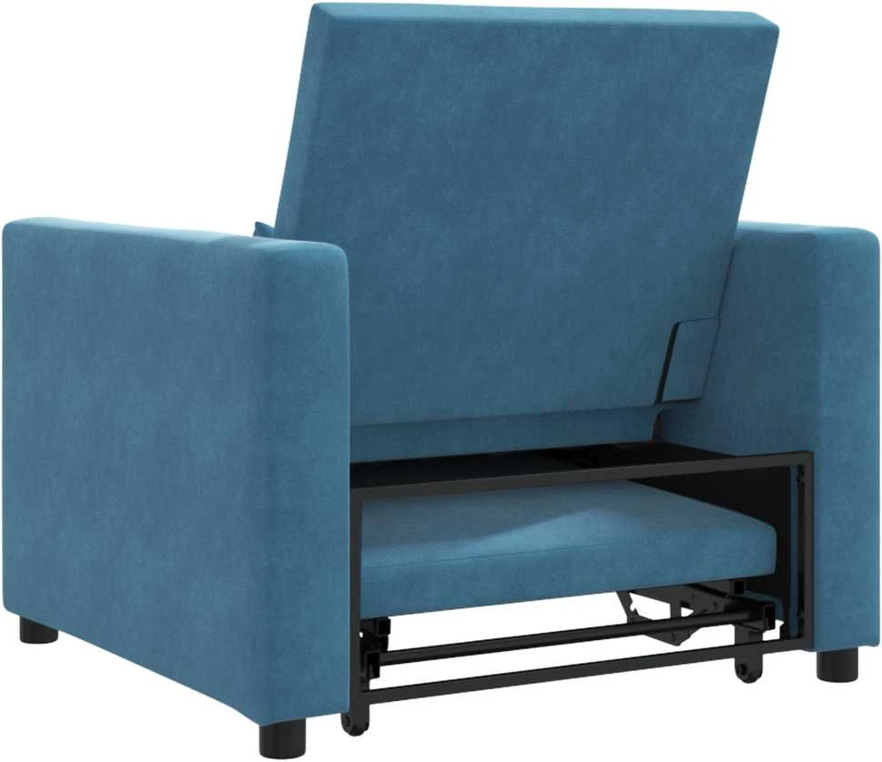 Ištraukiamas sofa-lova vienvietis su ratais Mėlyna Aksomas