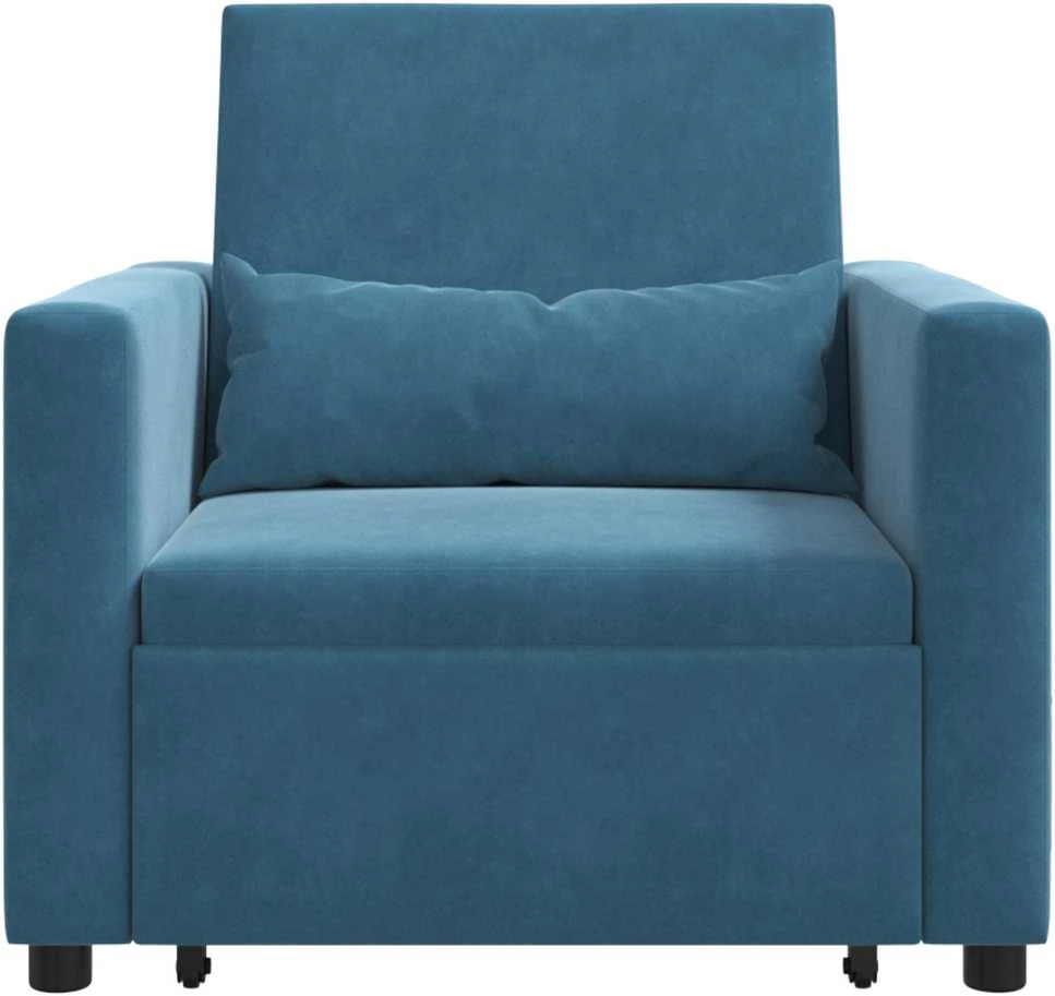 Ištraukiamas sofa-lova vienvietis su ratais Mėlyna Aksomas