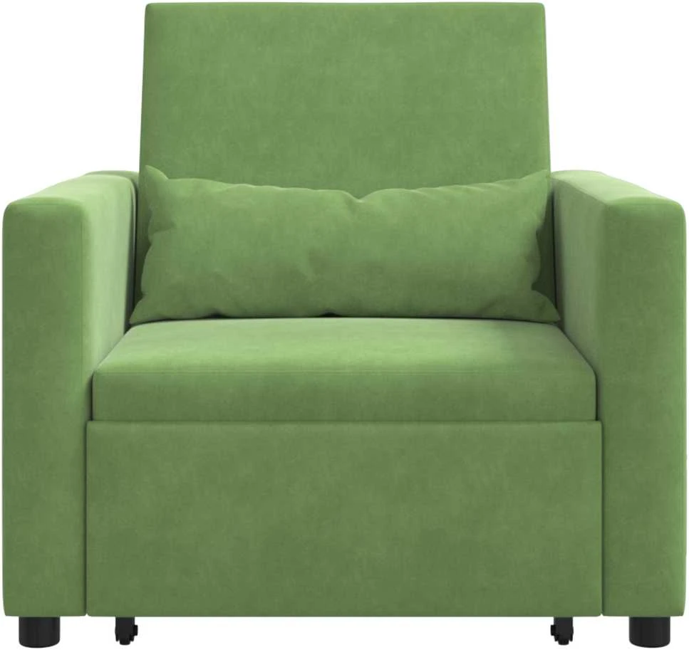 Ištraukiamas sofa-lova vienvietis Šviesiai žalia Aksomas
