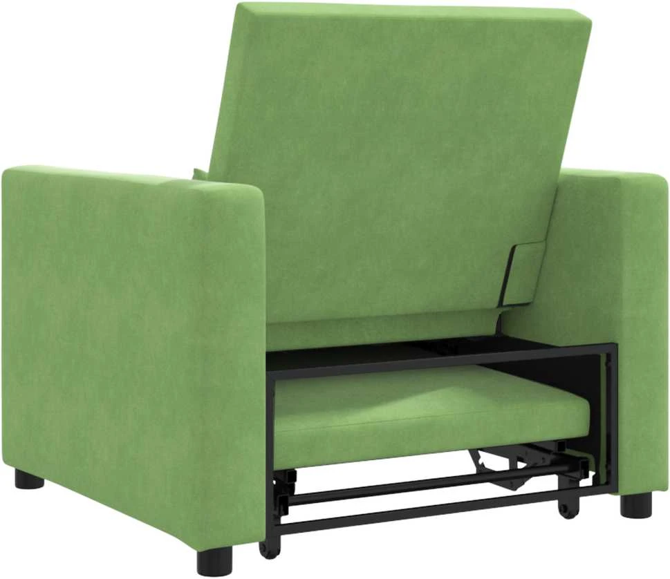 Ištraukiamas sofa-lova vienvietis Šviesiai žalia Aksomas