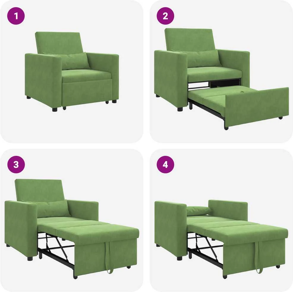 Ištraukiamas sofa-lova vienvietis Šviesiai žalia Aksomas