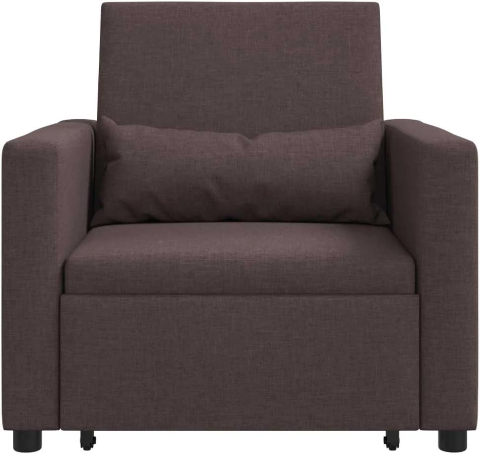 Fotelis Ištraukiamas sofa-lova vienvietis Tamsiai ruda audinys