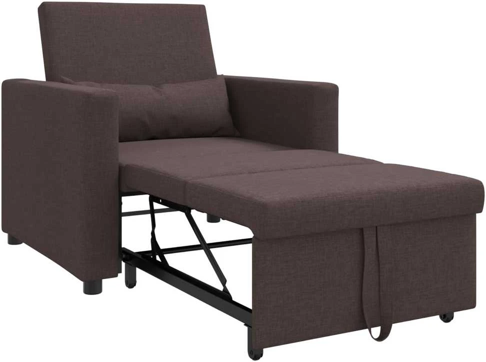 Fotelis Ištraukiamas sofa-lova vienvietis Tamsiai ruda audinys