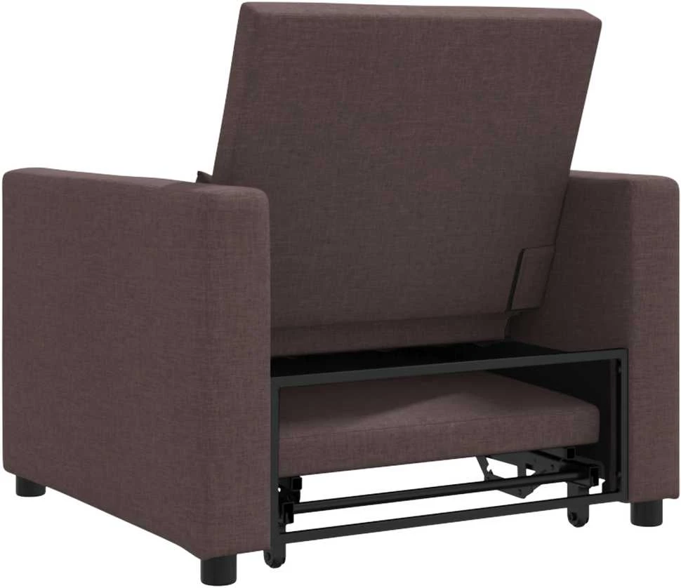 Fotelis Ištraukiamas sofa-lova vienvietis Tamsiai ruda audinys