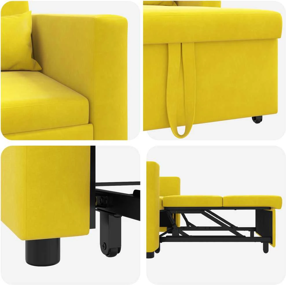 Fotelis Ištraukiamas sofa-lova vienvietis Geltona Aksomas