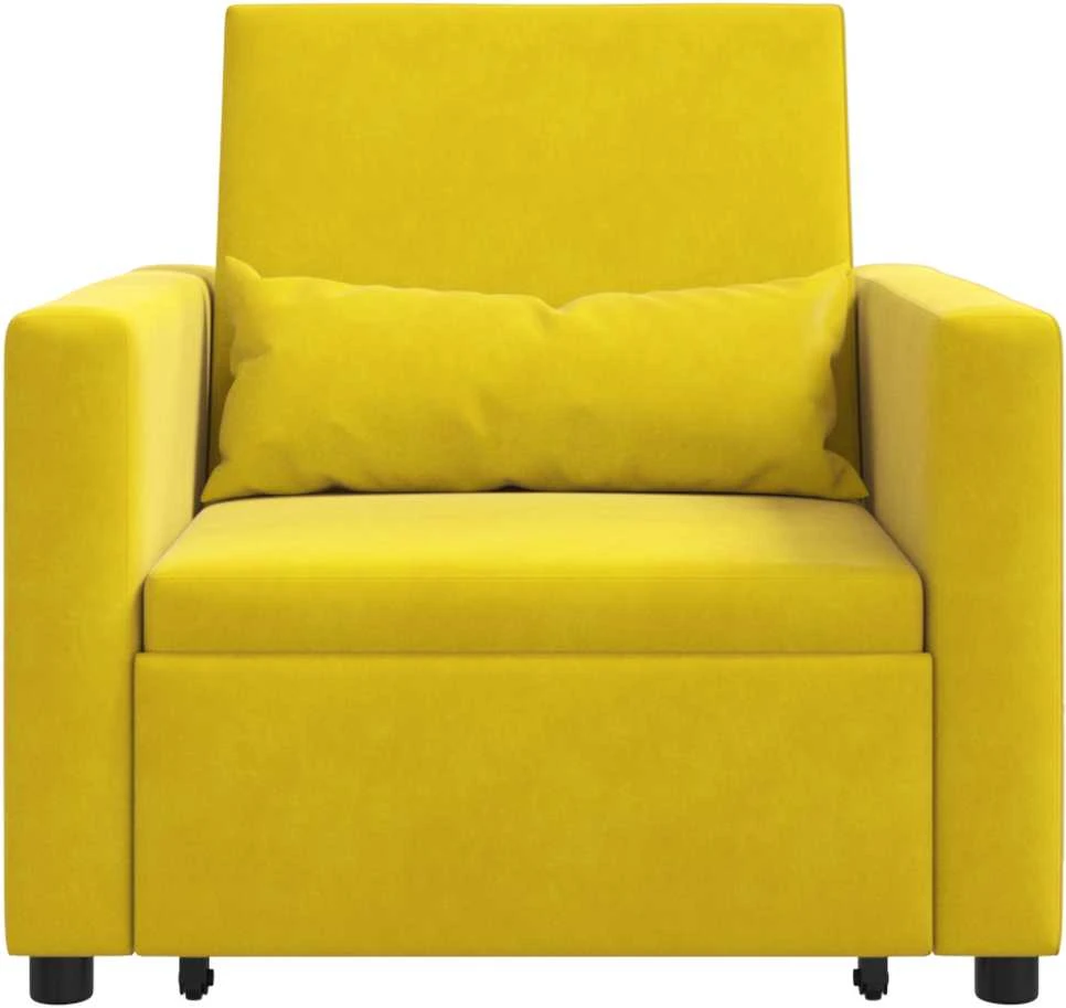 Fotelis Ištraukiamas sofa-lova vienvietis Geltona Aksomas