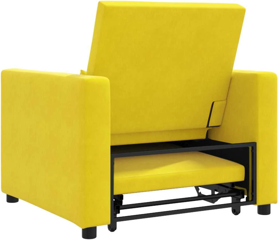 Fotelis Ištraukiamas sofa-lova vienvietis Geltona Aksomas