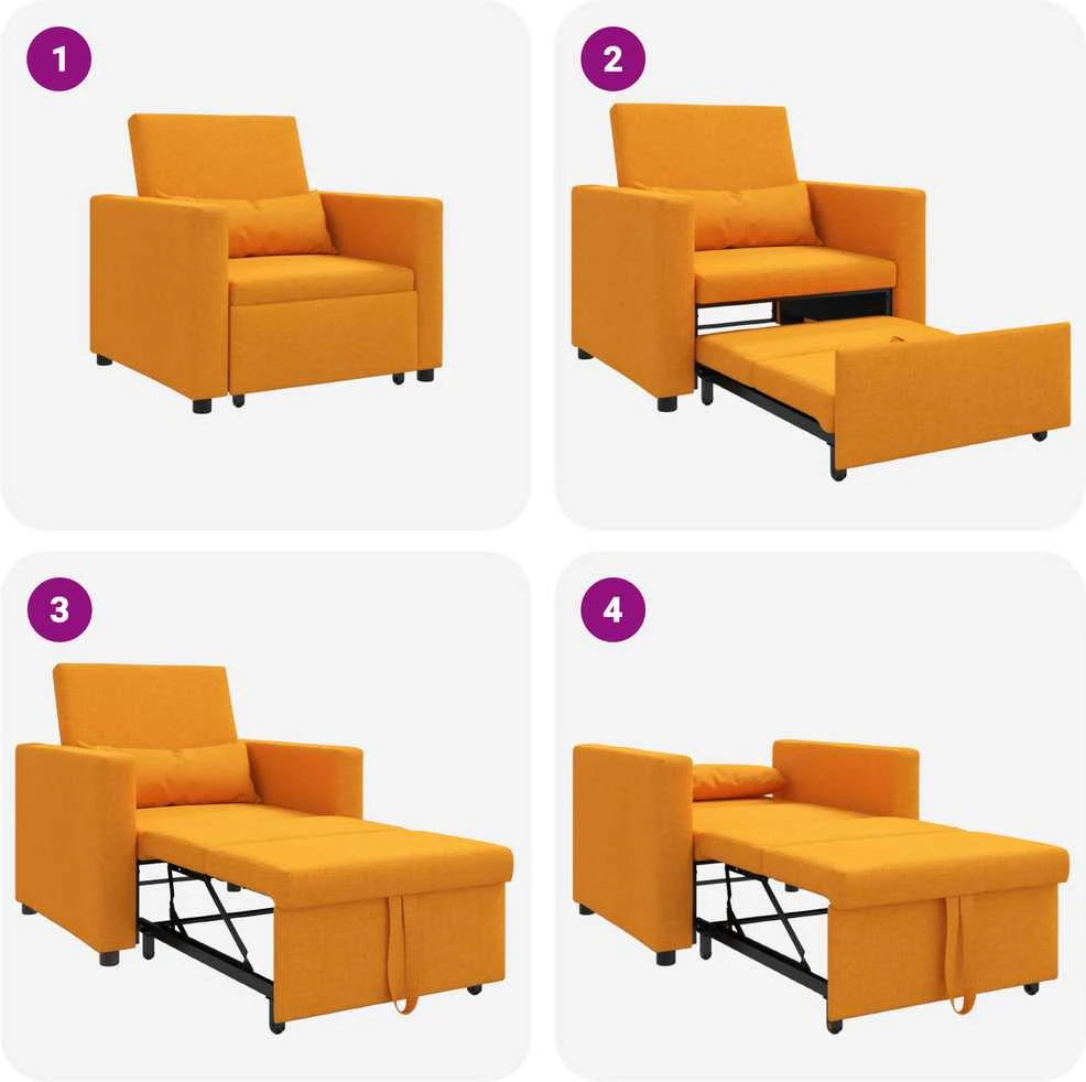 Ištraukiamas sofa-lova vienvietis Tamsiai geltona audinys